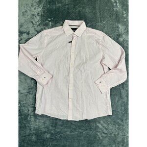 Tommy Hilfiger Slim Fit Stretch Pink Gingham Seersucker Long Sleeve Shirt XL